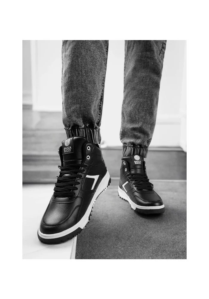 Bacca Bucci Black Cappuccino Skystompers Retro High-Top Sneaker for Men | Best Price UAE